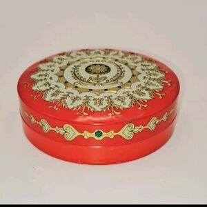 Vintage Baret Ware Miniature Container Tin Made In England Red Gold